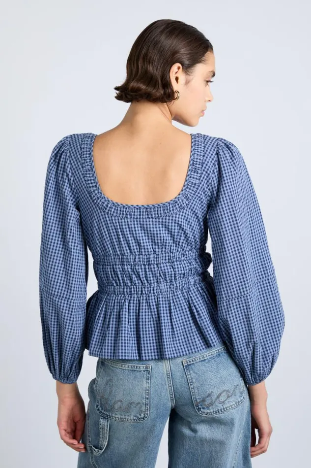 Women Damson Madder Tops Dakota Blouse 8211 Blue Check