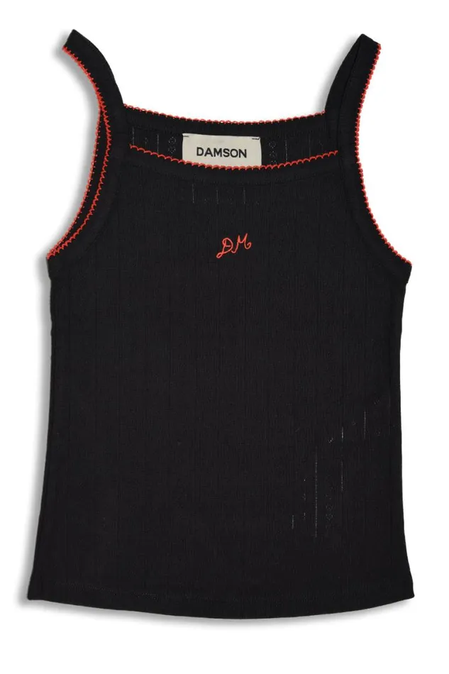 Women Damson Madder Tops Dm Cami Top 8211 Black Pointelle