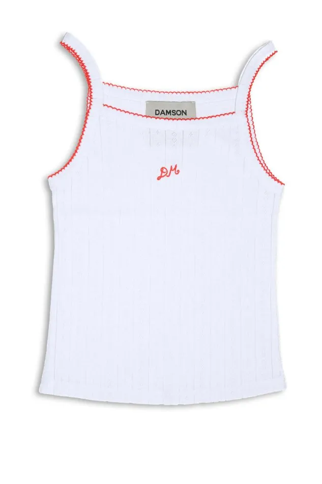 Women Damson Madder Tops Dm Cami Top 8211 White Pointelle