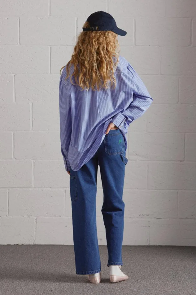 Women Damson Madder Tops Kendall Ruffle Shirt 8211 Blue Stripe