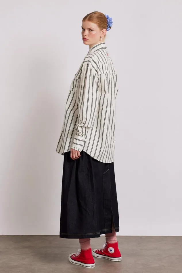 Women Damson Madder Tops Kylie Ruffle Shirt 8211 White Stripe