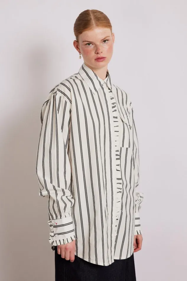 Women Damson Madder Tops Kylie Ruffle Shirt 8211 White Stripe