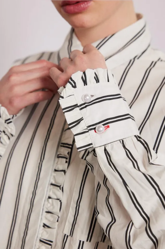 Women Damson Madder Tops Kylie Ruffle Shirt 8211 White Stripe