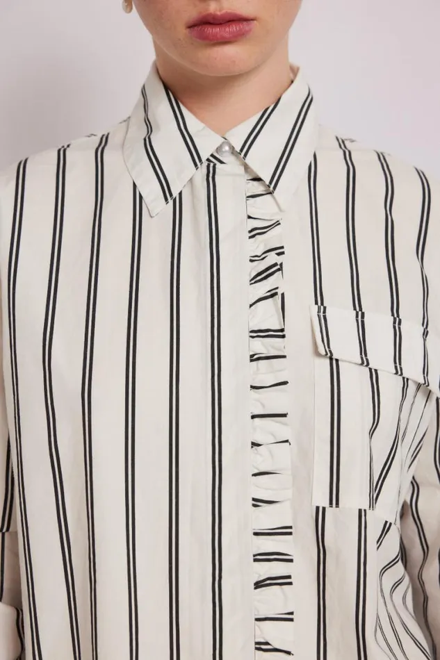 Women Damson Madder Tops Kylie Ruffle Shirt 8211 White Stripe