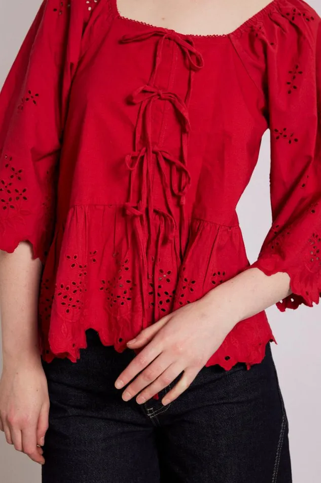 Women Damson Madder Tops Lana Blouse 8211 Red