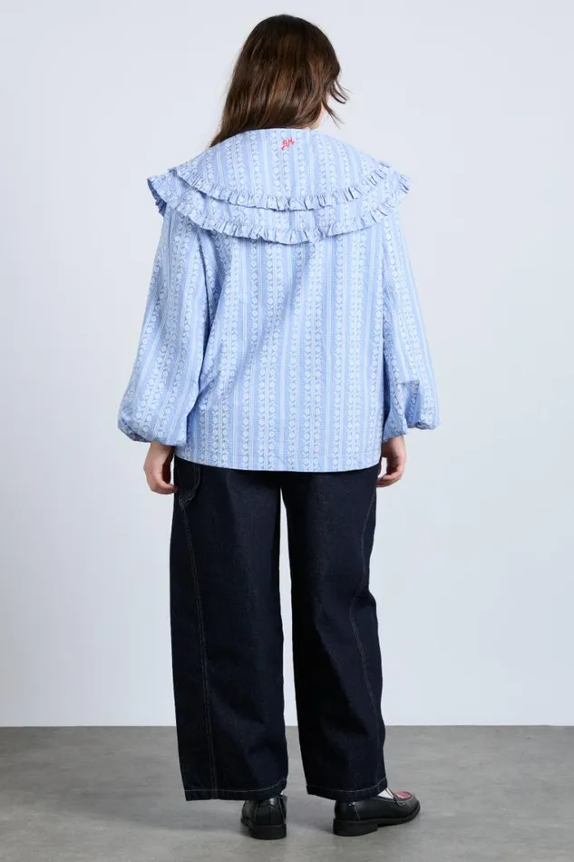 Women Damson Madder Tops Lois Double Collar Blouse 8211 Blue