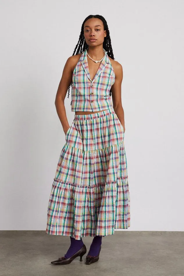 Women Damson Madder Tops Maya Waistcoat 8211 Picnic Check