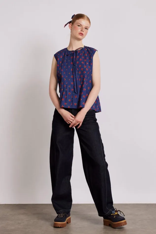 Women Damson Madder Tops Nora Pin Tuck Blouse 8211 Rose Print