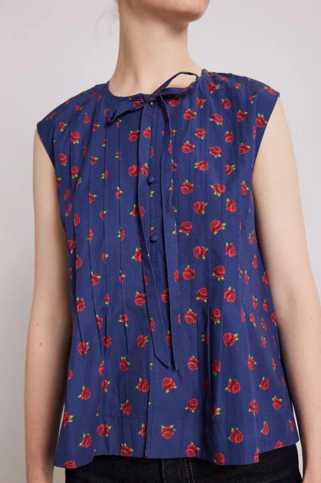 Women Damson Madder Tops Nora Pin Tuck Blouse 8211 Rose Print