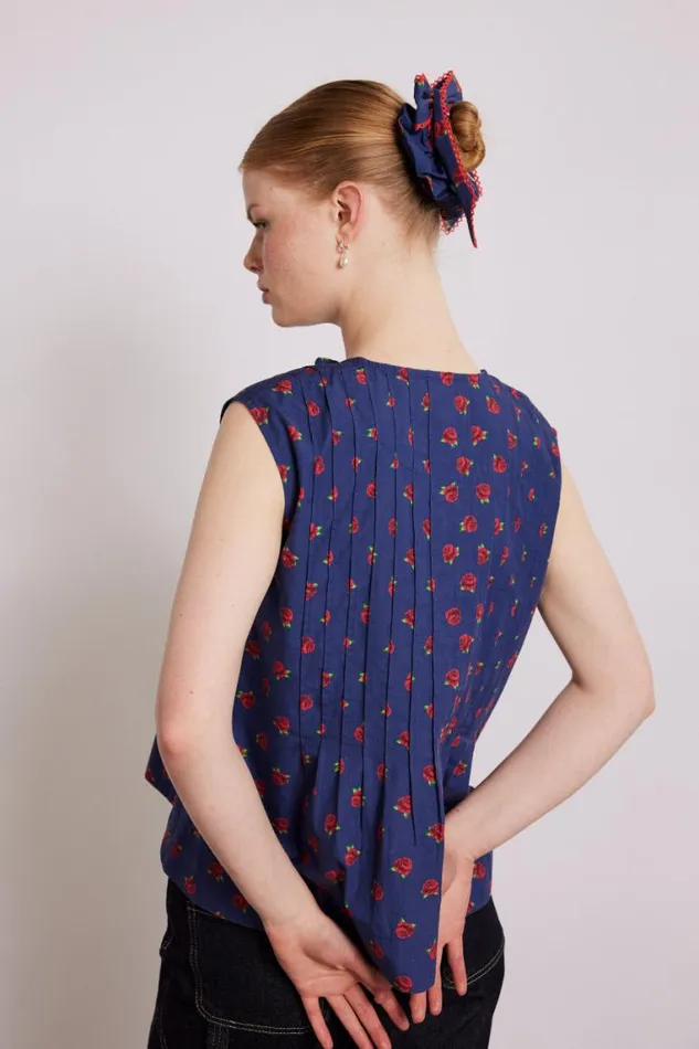 Women Damson Madder Tops Nora Pin Tuck Blouse 8211 Rose Print