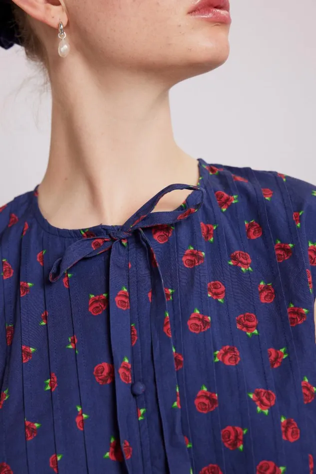Women Damson Madder Tops Nora Pin Tuck Blouse 8211 Rose Print