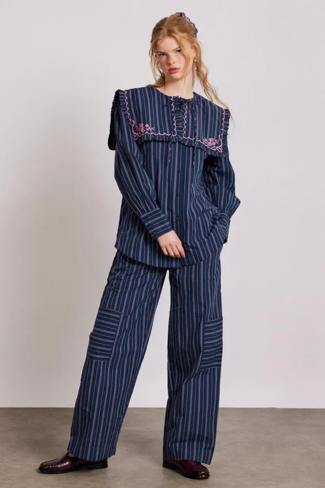 Women Damson Madder Tops Nordine Blouse 8211 Navy Stripe
