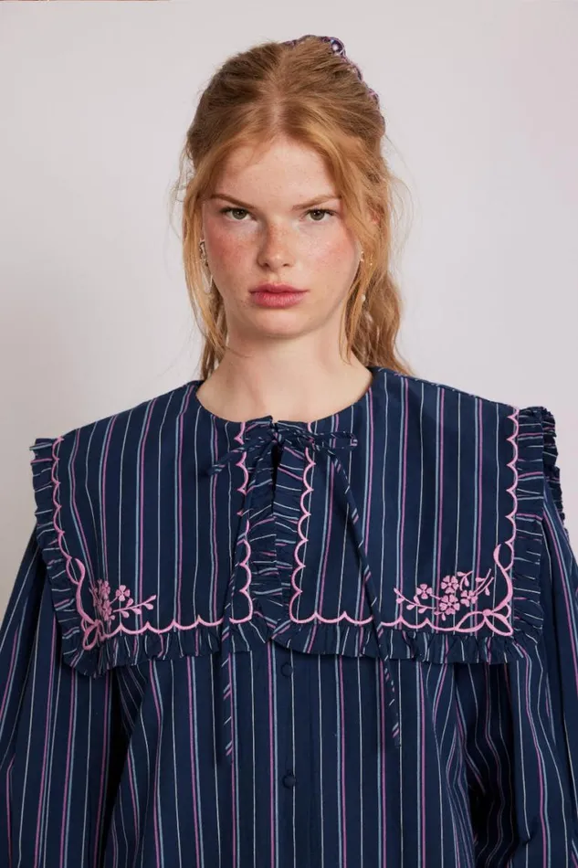 Women Damson Madder Tops Nordine Blouse 8211 Navy Stripe