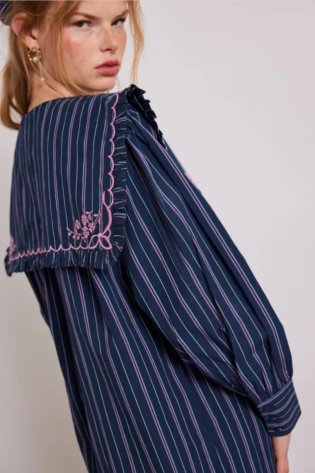 Women Damson Madder Tops Nordine Blouse 8211 Navy Stripe