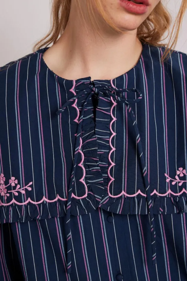Women Damson Madder Tops Nordine Blouse 8211 Navy Stripe