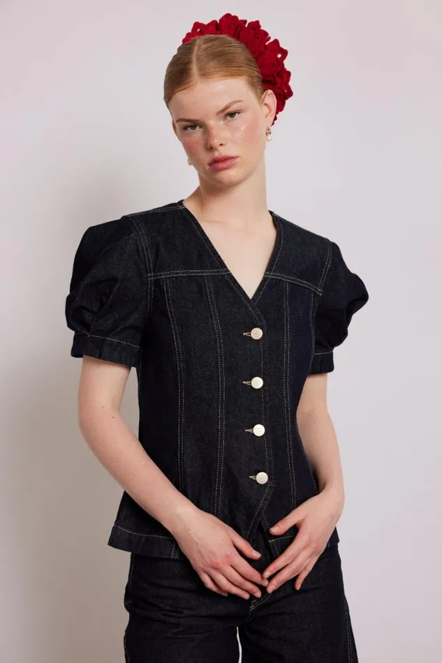 Women Damson Madder Tops Shell Denim Top 8211 Dark Indigo
