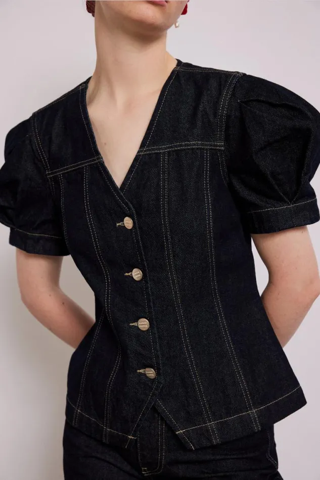 Women Damson Madder Tops Shell Denim Top 8211 Dark Indigo
