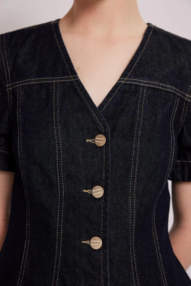 Women Damson Madder Tops Shell Denim Top 8211 Dark Indigo