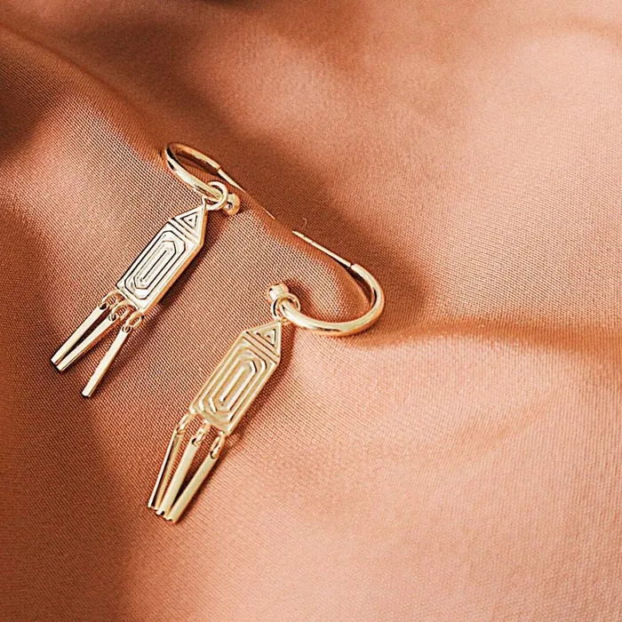 Women Drop Earrings Daisy London Jewellery Artisan Tapestry Drop Earrings 18ct Gold Plate