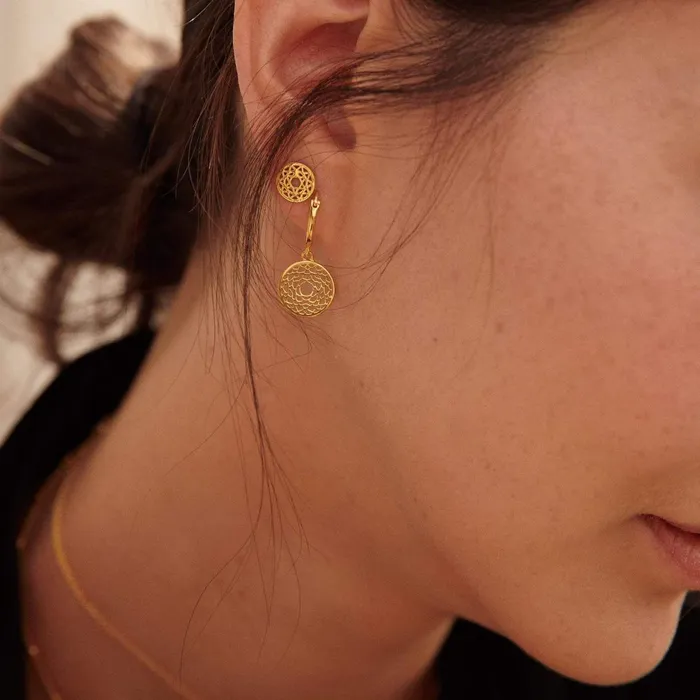Women Drop Earrings Daisy London Jewellery Crown Chakra Earrings 18Ct Gold Plate