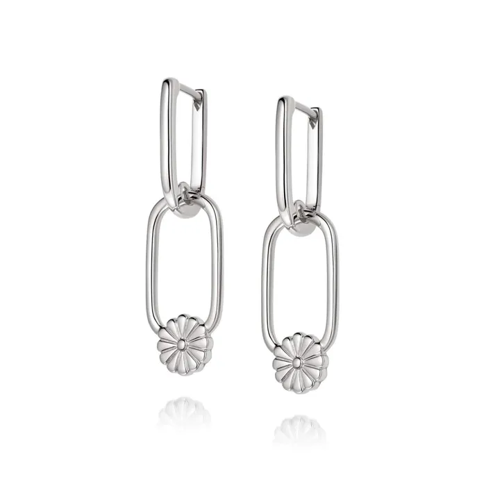Women Drop Earrings Daisy London Jewellery Daisy Bloom Double Hoop Huggies Sterling Silver Women Drop Earrings Daisy London Jewellery Daisy Bloom Double Hoop Huggies Sterling Silver
