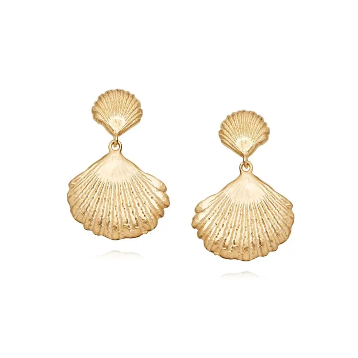 Women Drop Earrings Daisy London Jewellery Isla Double Shell Earrings 18Ct Gold Plate Women Drop Earrings Daisy London Jewellery Isla Double Shell Earrings 18Ct Gold Plate
