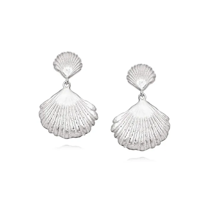 Women Drop Earrings Daisy London Jewellery Isla Double Shell Earrings Sterling Silver Women Drop Earrings Daisy London Jewellery Isla Double Shell Earrings Sterling Silver