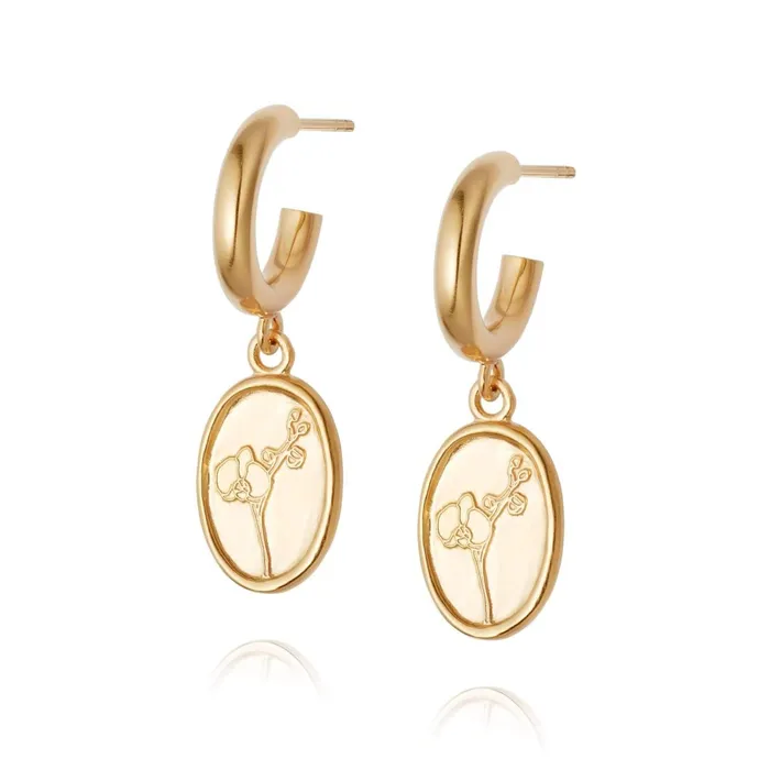 Women Drop Earrings Daisy London Jewellery Orchid Drop Earrings 18ct Gold Plate Women Drop Earrings Daisy London Jewellery Orchid Drop Earrings 18ct Gold Plate