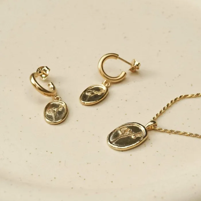 Women Drop Earrings Daisy London Jewellery Orchid Drop Earrings 18ct Gold Plate