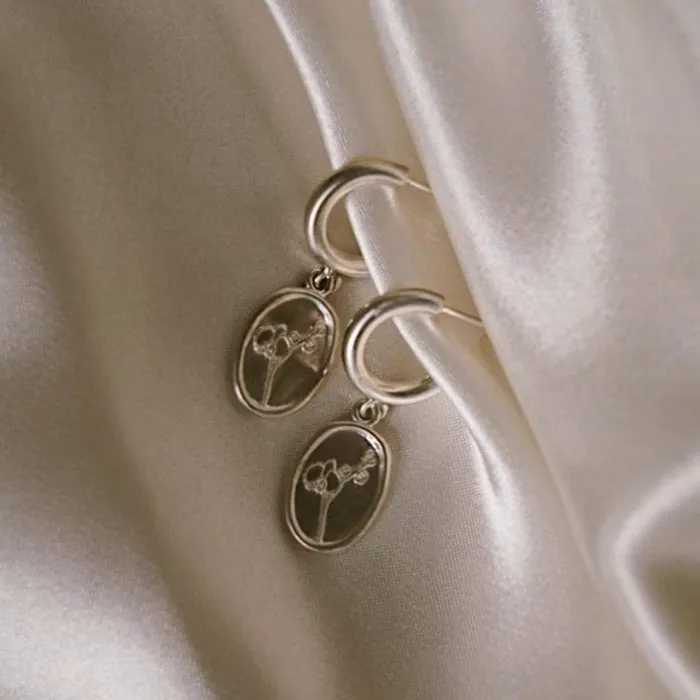 Women Drop Earrings Daisy London Jewellery Orchid Drop Earrings Sterling Silver