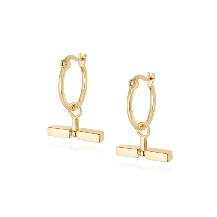 Women Drop Earrings Daisy London Jewellery Stacked T Bar Earrings 18Ct Gold Plate Women Drop Earrings Daisy London Jewellery Stacked T Bar Earrings 18Ct Gold Plate