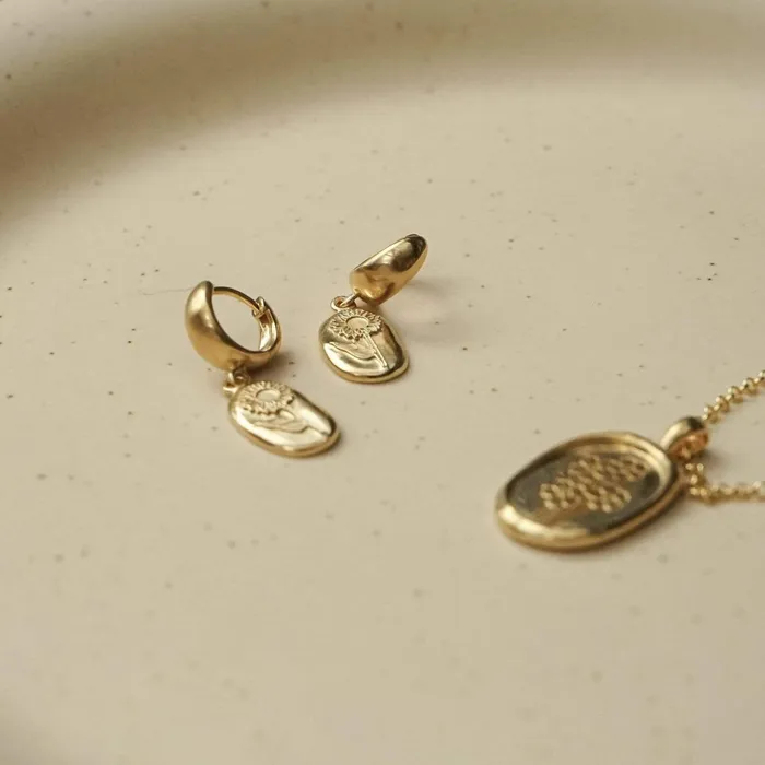 Women Drop Earrings Daisy London Jewellery Sunflower Drop Earrings 18ct Gold Plate