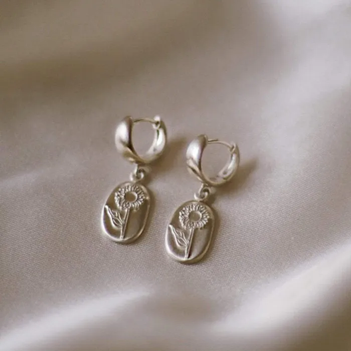 Women Drop Earrings Daisy London Jewellery Sunflower Drop Earrings Sterling Silver
