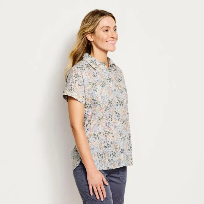 Women Easy Printed ShortSleeved Camp Shirt Faded Red Woodblock Floral Orvis Shirts