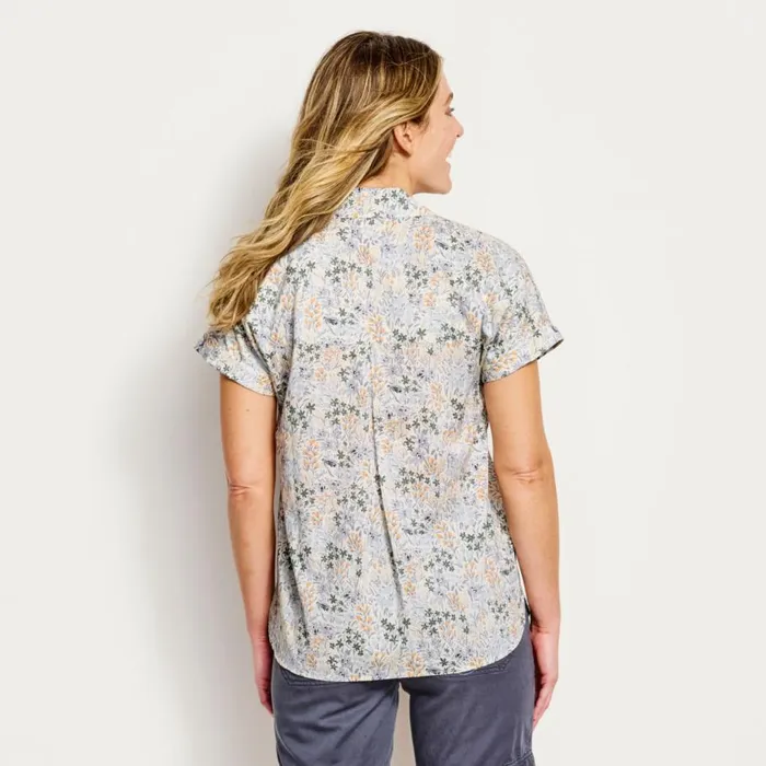 Women Easy Printed ShortSleeved Camp Shirt Faded Red Woodblock Floral Orvis Shirts