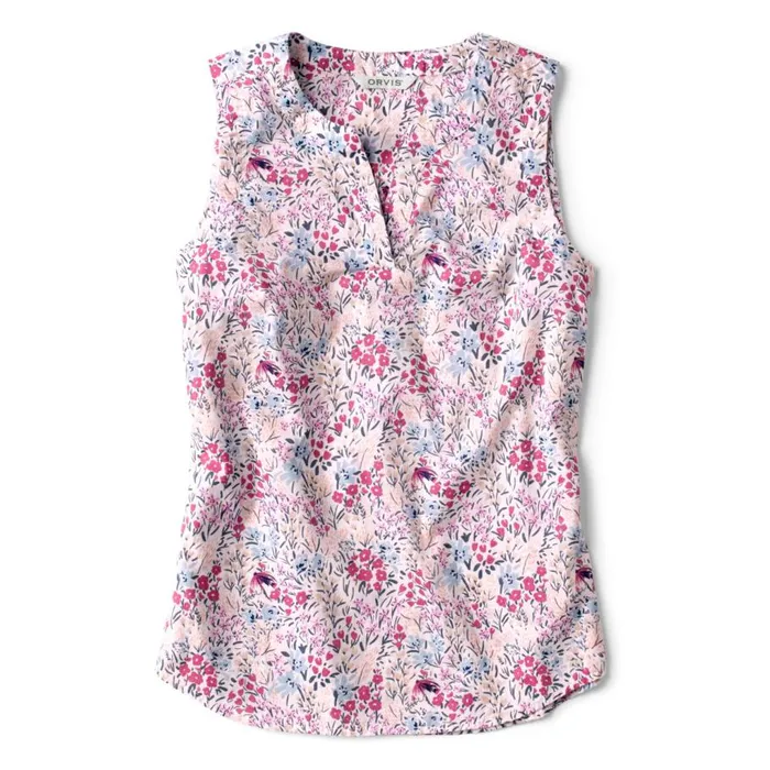 Women Easy Sleeveless Printed Camp Shirt Punch Artist Floral Orvis Shirts