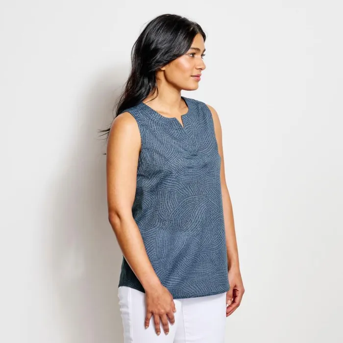 Women Easy Sleeveless Printed Camp Shirt Punch Artist Floral Orvis Shirts