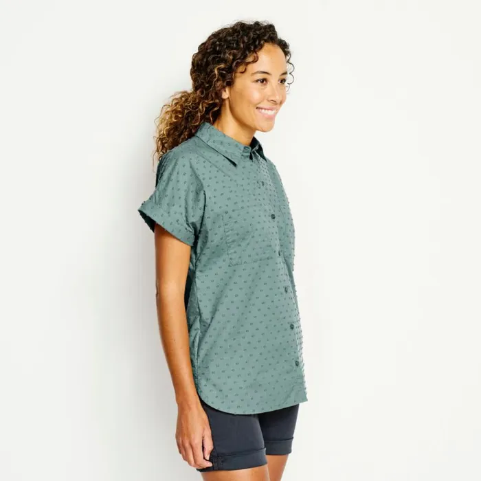 Women Easy Solid ShortSleeved Camp Shirt Forest Orvis Shirts