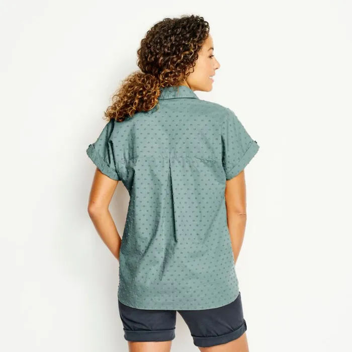Women Easy Solid ShortSleeved Camp Shirt Forest Orvis Shirts