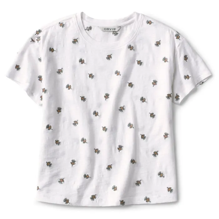 Women Embroidered Girlfriend ShortSleeved Tee White Orvis Shirts