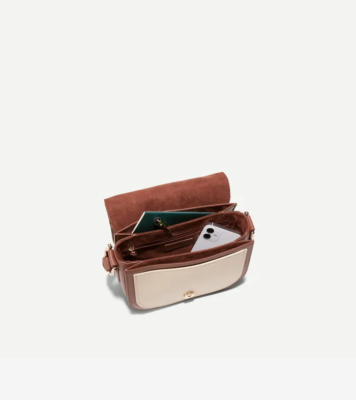 Women Essential Mini Saddle Snake Printsanddark Cuoio Brown Cole Haan Crossbody Bags