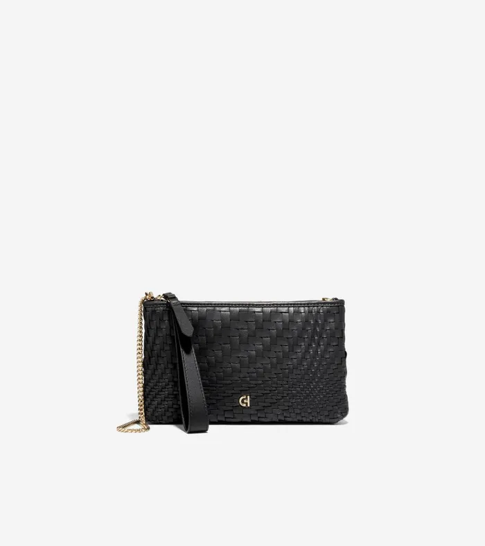 Women Essential Pouch Genevieve Weave Black Cole Haan Wallets and Wristlets