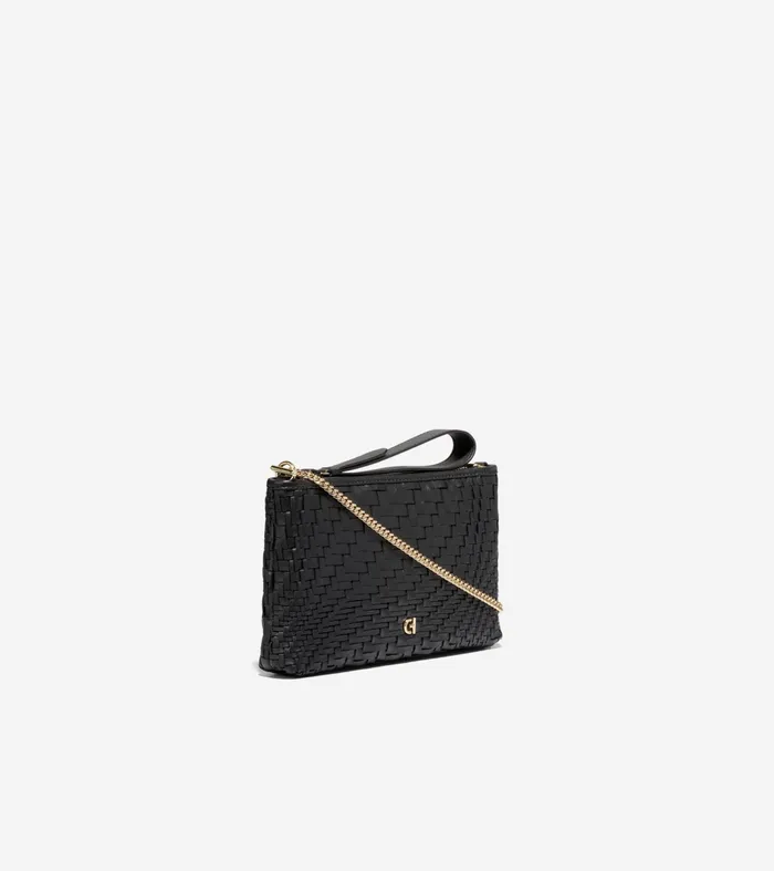 Women Essential Pouch Genevieve Weave Black Cole Haan Wallets and Wristlets