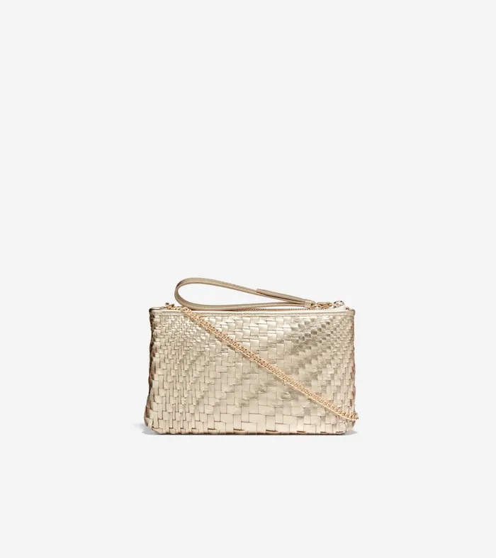 Women Essential Pouch Genevieve Weave Gold Cole Haan Wallets and Wristlets