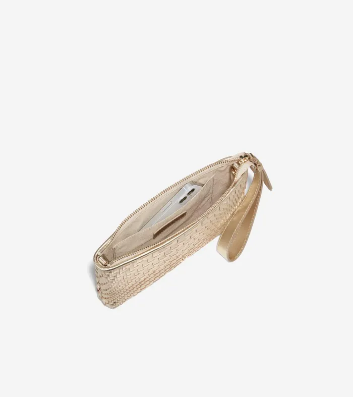 Women Essential Pouch Genevieve Weave Gold Cole Haan Wallets and Wristlets