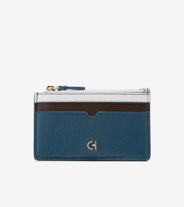 Women Essential Zip Card Case Blue Wing Tealdark Chocolateoptic White Cole Haan Wallets and Wristlets Women Essential Zip Card Case Blue Wing Tealdark Chocolateoptic White Cole Haan Wallets and Wristlets
