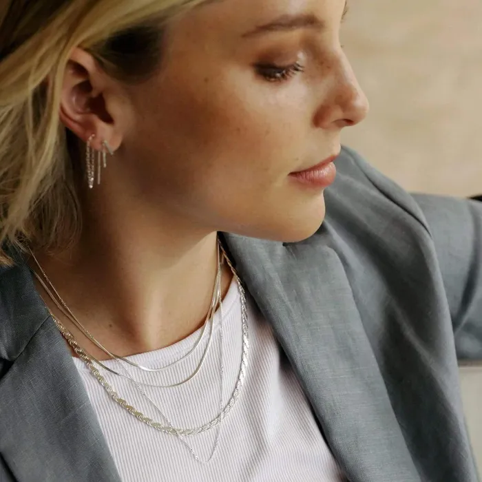 Women Este Lalonde Necklaces Daisy London Jewellery Este Lalonde Parallel Snake Chain Necklace Sterling Silver