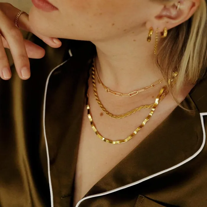 Women Este Lalonde Necklaces Daisy London Jewellery Este Lalonde Wavy Snake Chain Necklace 18ct Gold Plate