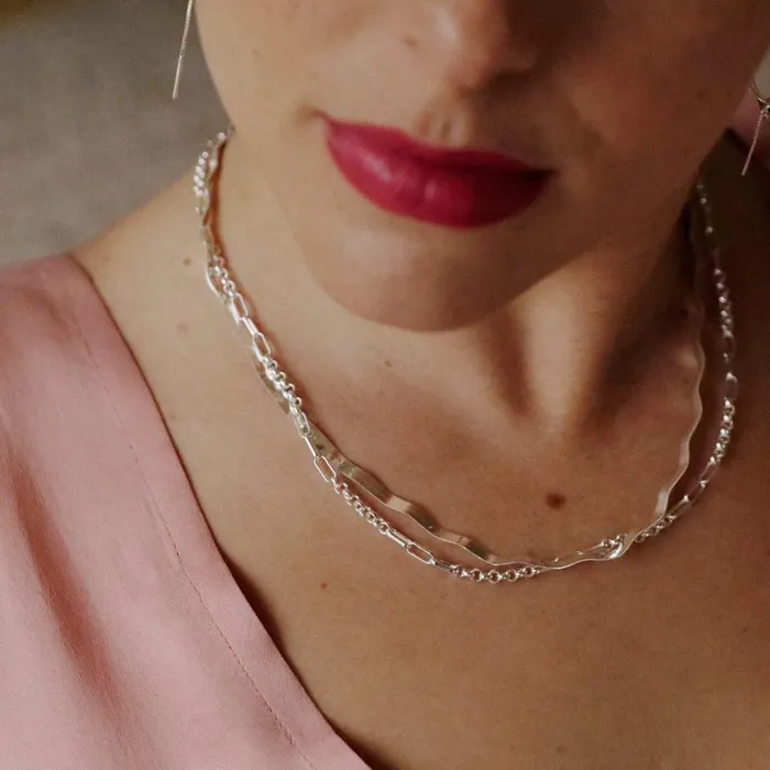 Women Este Lalonde Necklaces Daisy London Jewellery Este Lalonde Wavy Snake Chain Necklace Sterling Silver