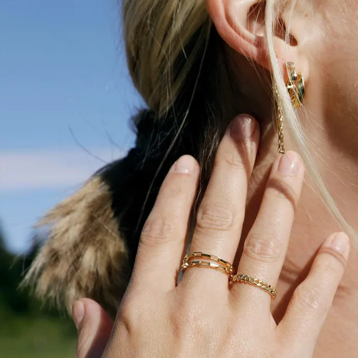 Women Este Lalonde Rings Daisy London Jewellery Box And Curb Chain Ring Stack